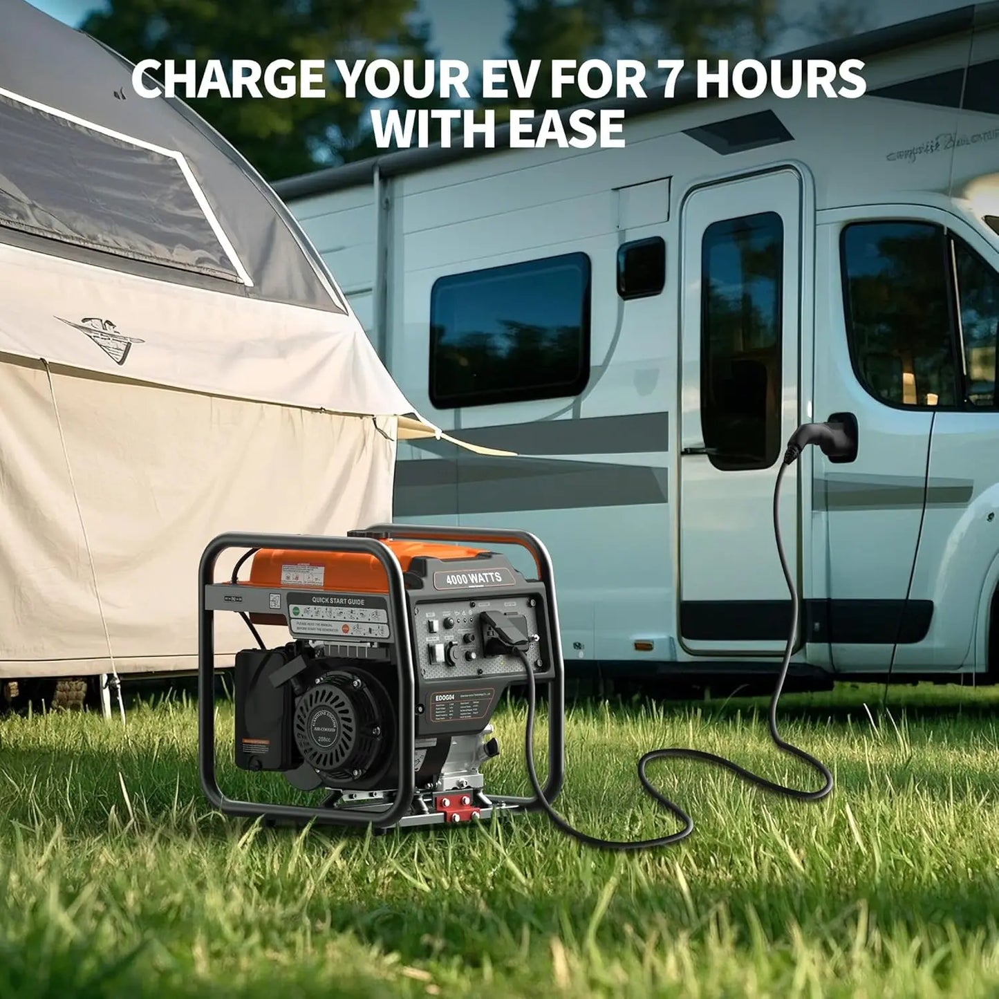 4000W Portable Inverter Generator, Gas Powered Open Frame Design