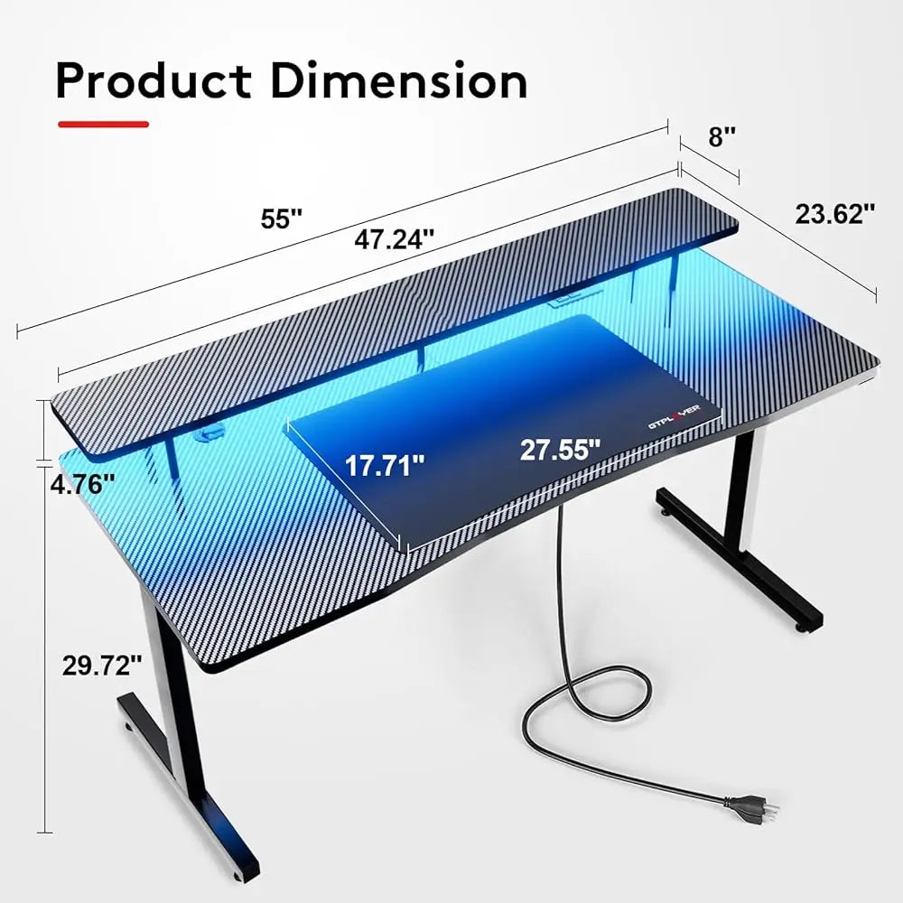 55 H Gaming Desk With Led Lights