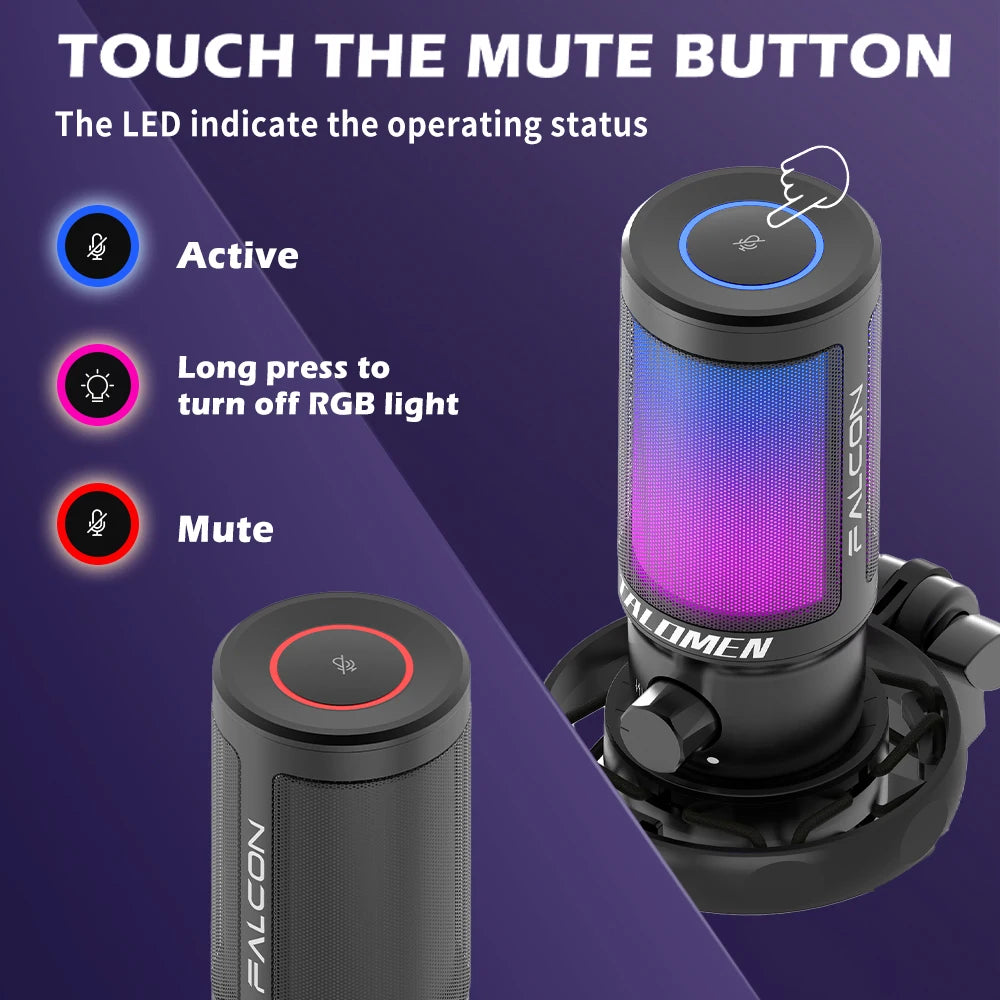 USB Microphone, Podcast Condenser Mic with Boom Arm