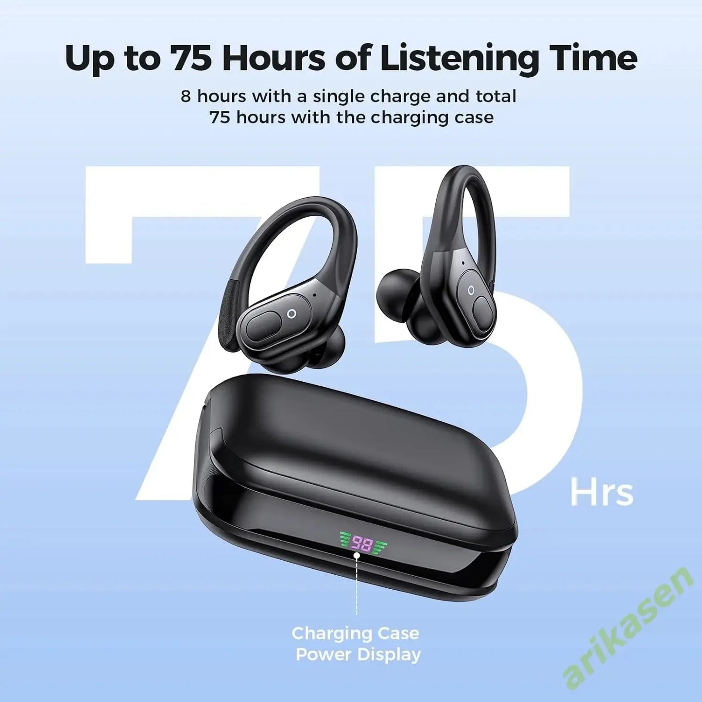 Bluetooth Headphones Wireless Earbuds 5.3 Sports Earbuds 75H Playtime IPX7 Waterproof