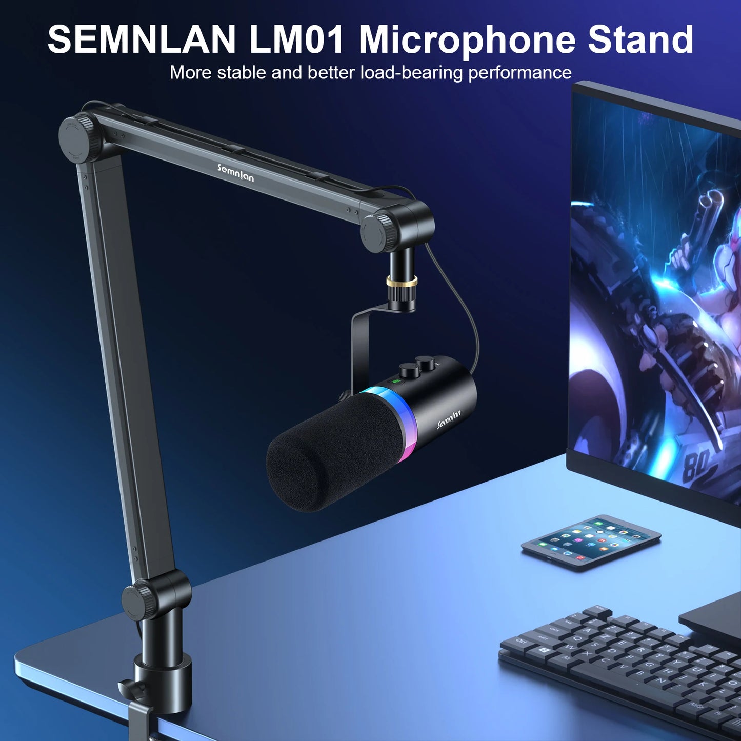 SEMNLAN Microphone Boom Arm Stand