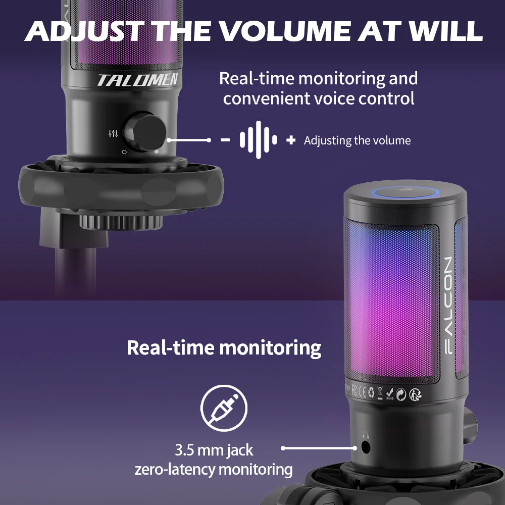 USB Microphone, Podcast Condenser Mic with Boom Arm