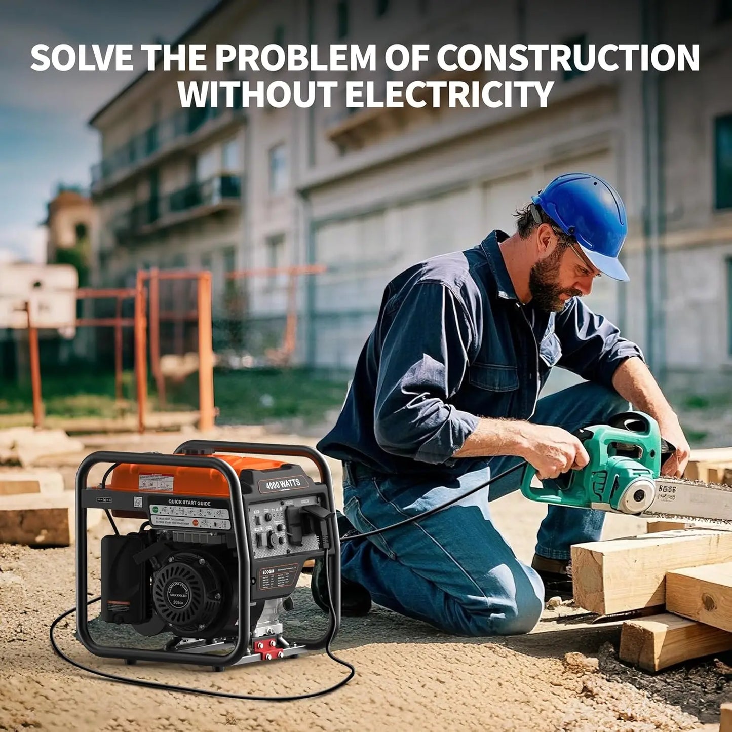 4000W Portable Inverter Generator, Gas Powered Open Frame Design