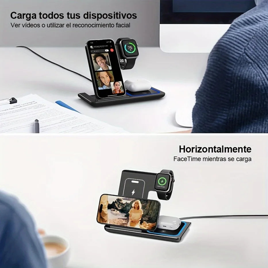 100W 3 in 1 Night Light Wireless Charger Stand