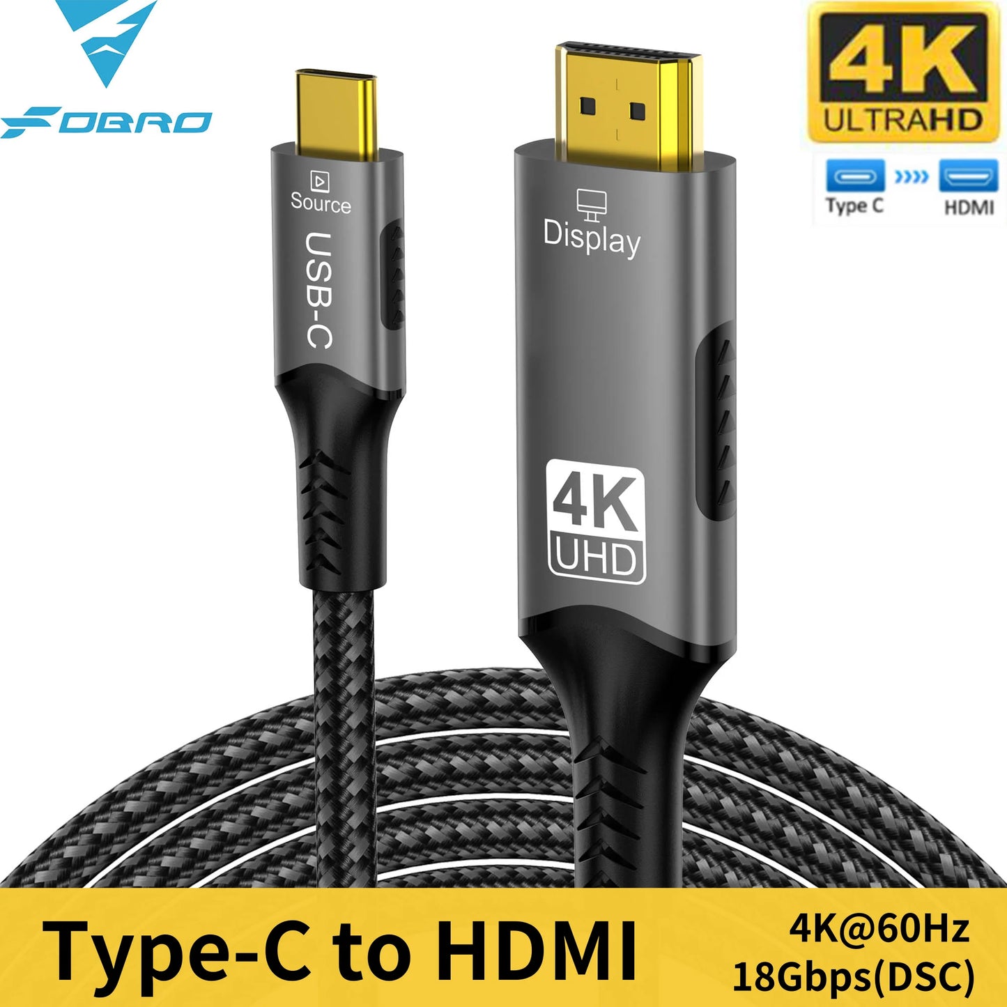 USB C to HDMI Cable 8K@60Hz 4K@120Hz Type C to HDMI