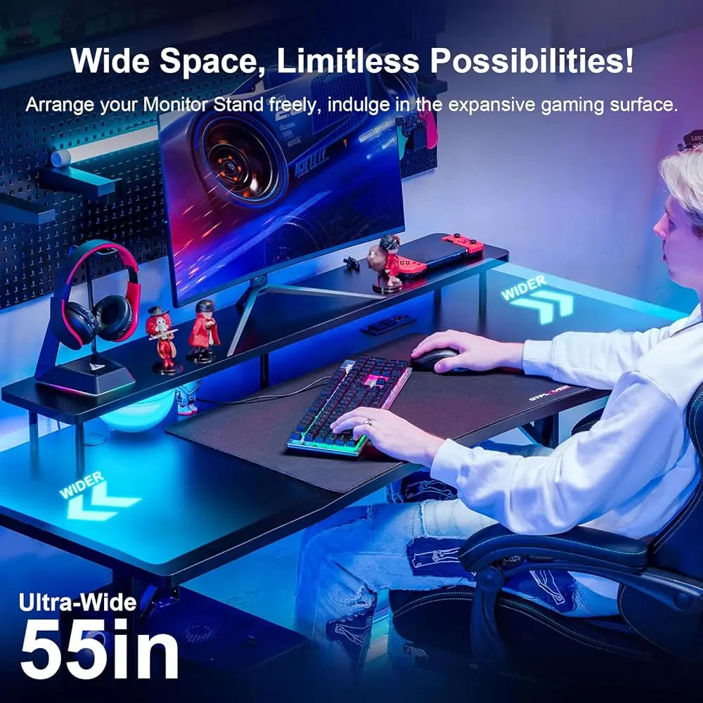 55 H Gaming Desk With Led Lights