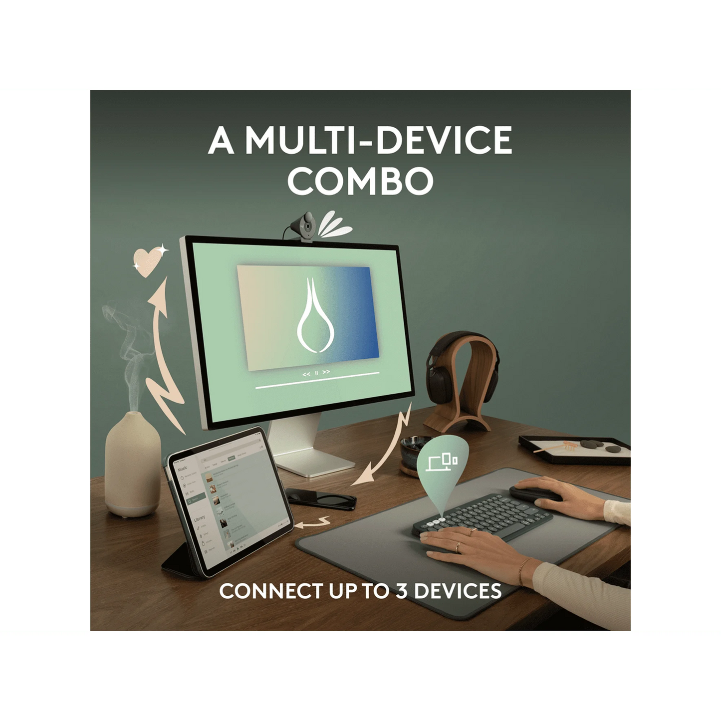 Logitech Pebble 2 Combo for Mac Slim Bluetooth Keyboard and Mouse,