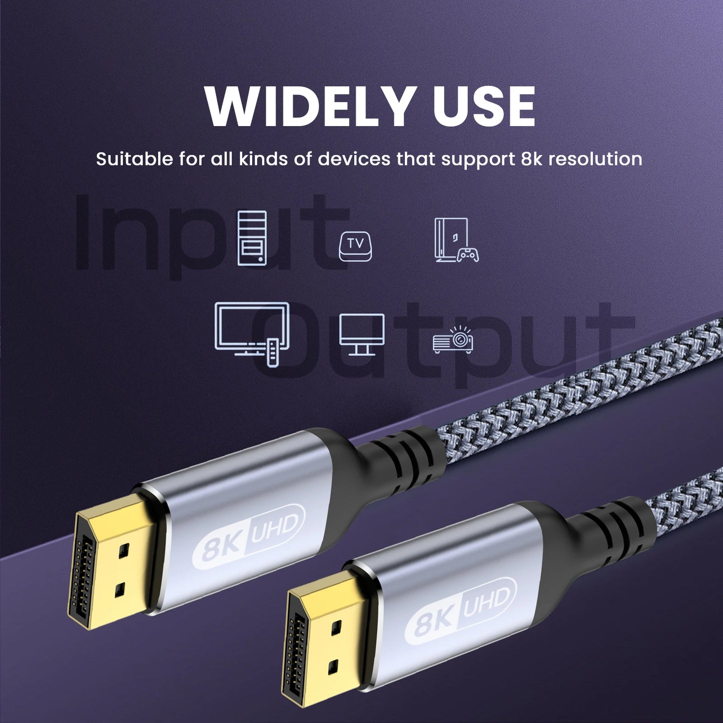 8K DP Cable DisplayPort Cable 1.4 High Speed Display Port Cord