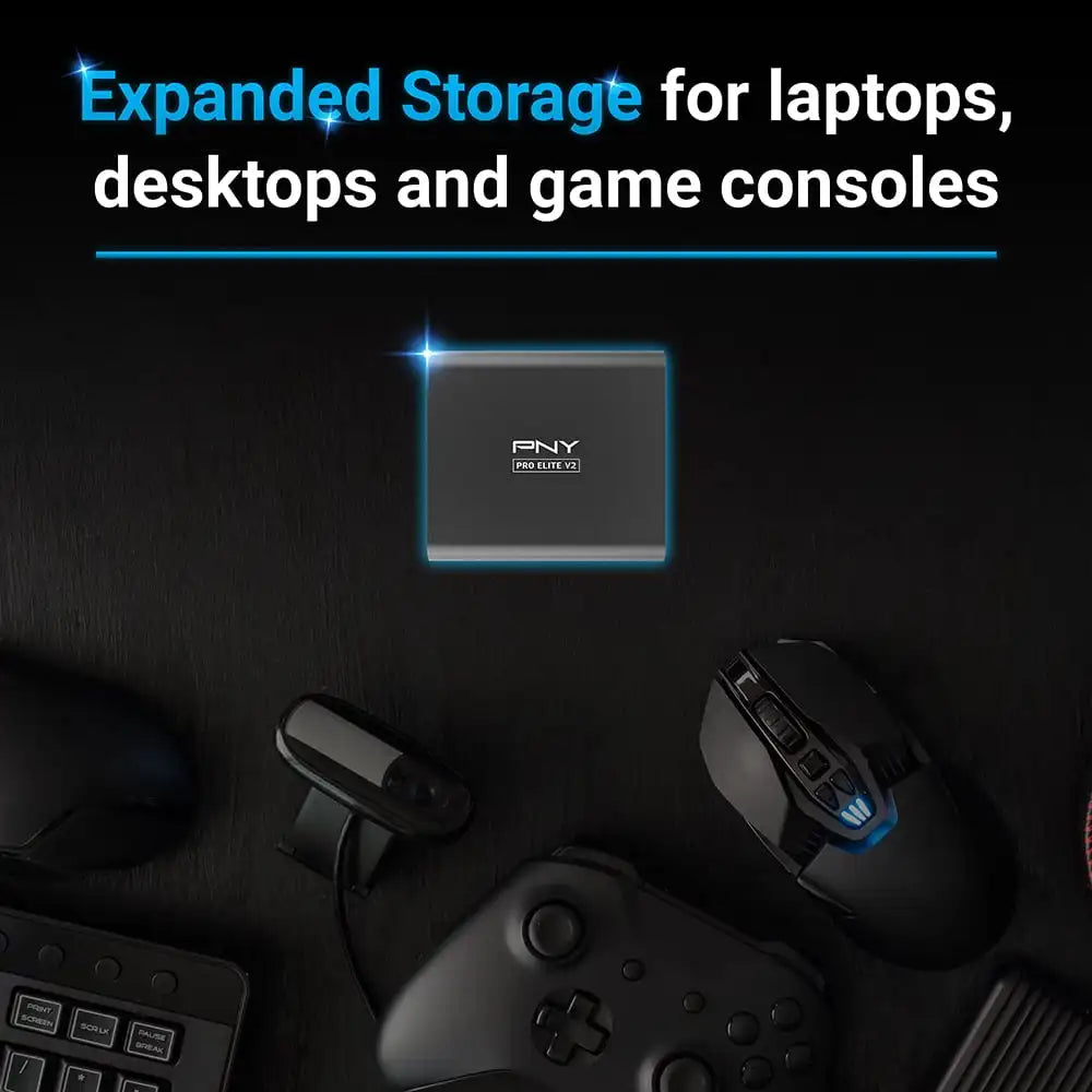 PNY Pro Elite V2 1TB USB 3.2 Gen 2x1 Type-C External Portable SSD