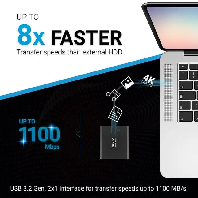 PNY Pro Elite V2 1TB USB 3.2 Gen 2x1 Type-C External Portable SSD