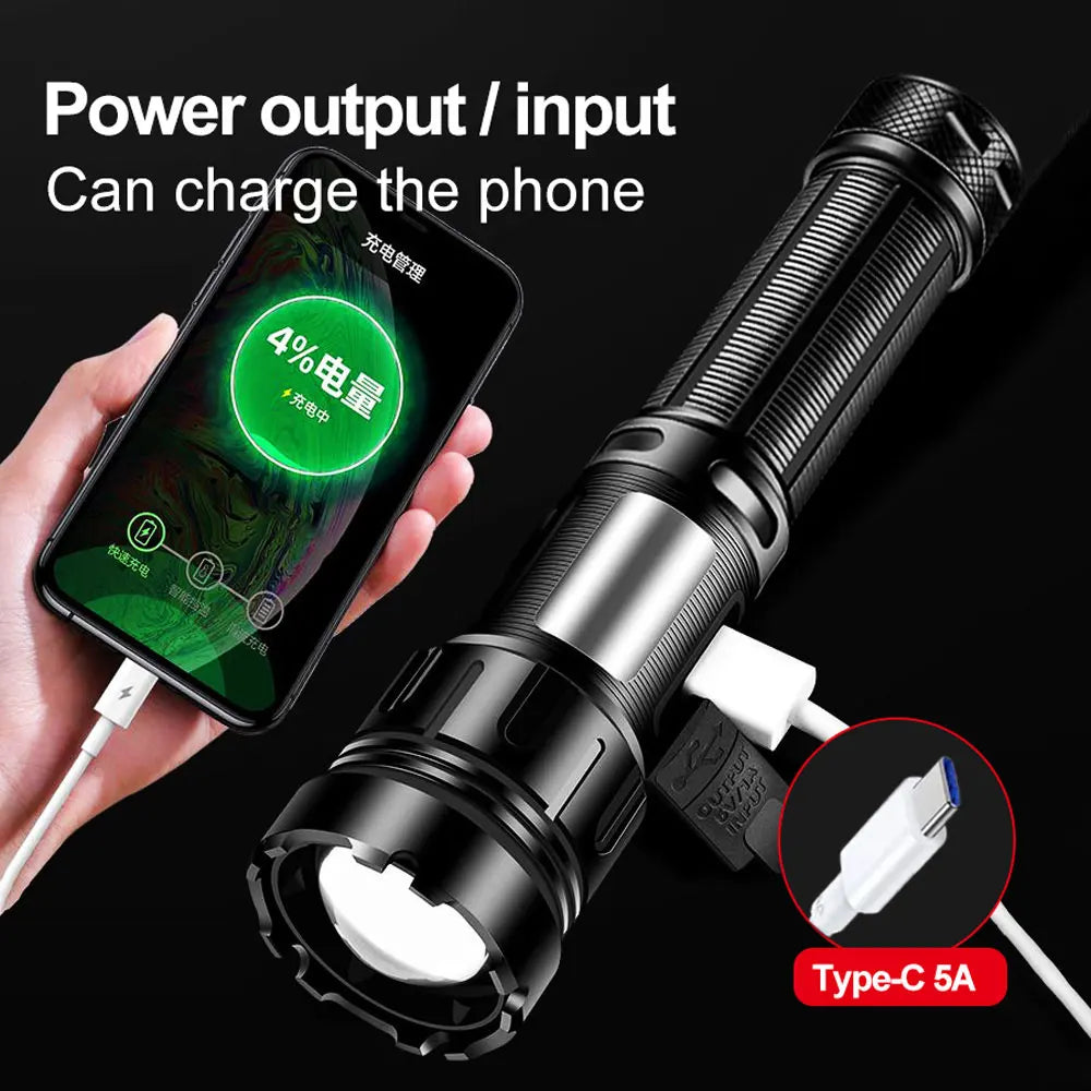 800 Meters Long Throw LED Flashlight COB Work Light USB Rechargeable Spotlights 1000000 Lumens