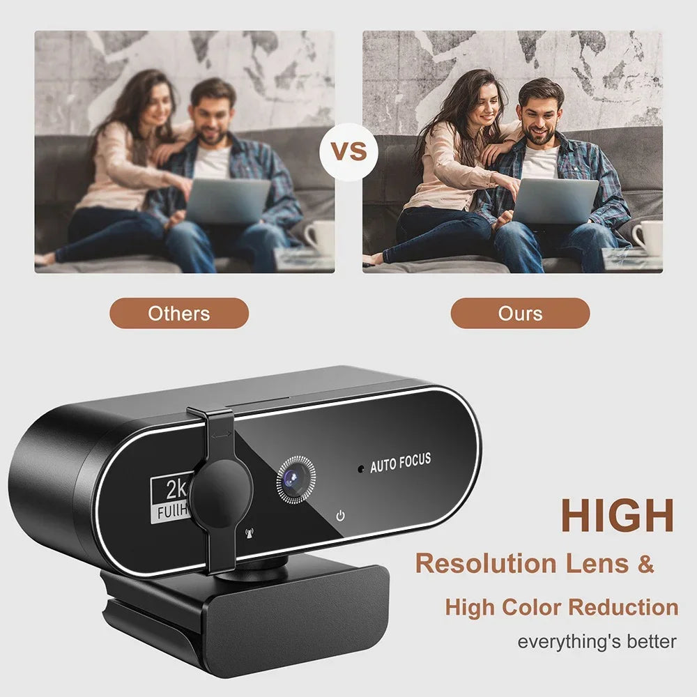 4K Webcam Video Camera 2K Autofocus Streaming Web Cam With Microphone