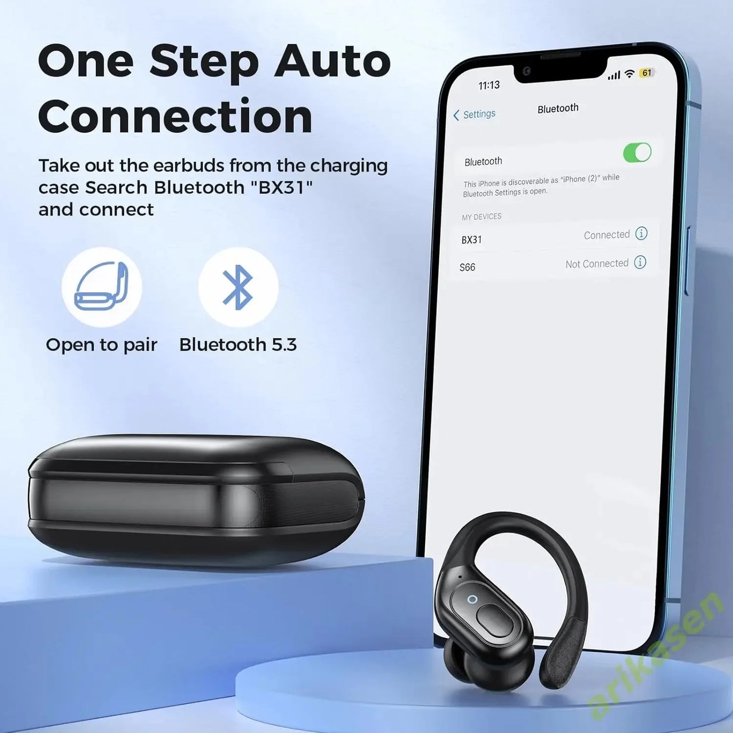 Bluetooth Headphones Wireless Earbuds 5.3 Sports Earbuds 75H Playtime IPX7 Waterproof