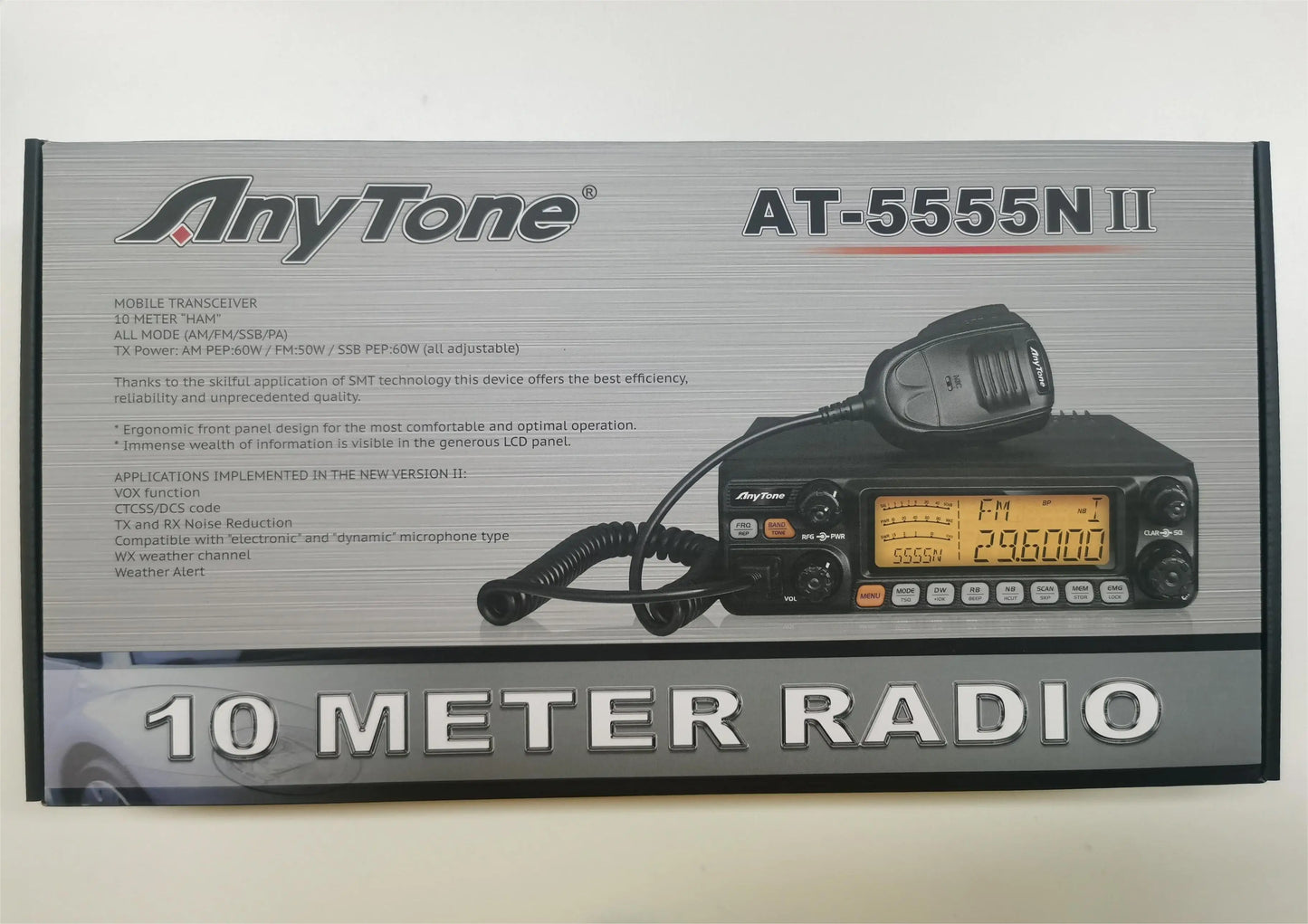 AnyTone AT-5555N II 28.000-29.700MHz 10 Meter Radio 40 Channel Mobile Transceiver
