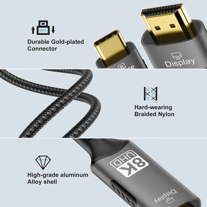 8k@60hz USB C to HDMI cable 4k@120hz Type C to HDMI