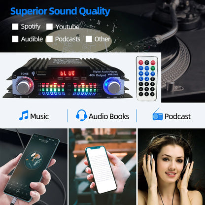 1600W Peak Power Digital 4 Channel Audio Amplifier