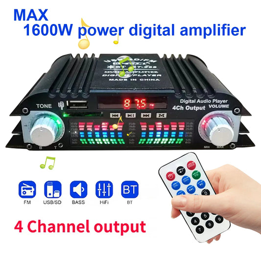 1600W Peak Power Digital 4 Channel Audio Amplifier