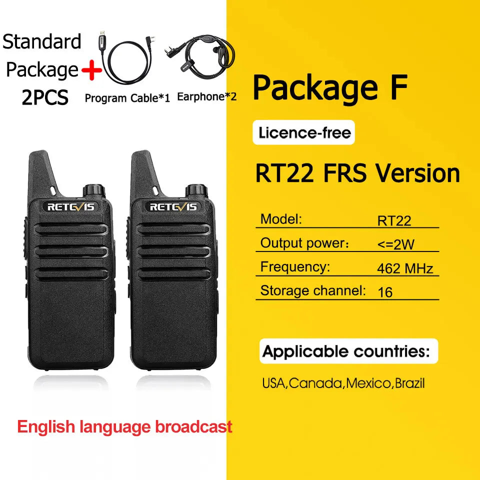 RETEVIS RT622 Walkie Talkie Mini 2 pcs PMR 446 Portable Two-way Radio