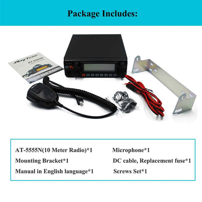 AnyTone AT-5555N II 28.000-29.700MHz 10 Meter Radio 40 Channel Mobile Transceiver