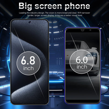 Smartphone Android Note 15 Pro 5G phone,6000mAH,12GB RAM 256G 512G 1TB ROM,6.8Inch,1920x1080HD,24+48MP,MTK10 Core Global Vision