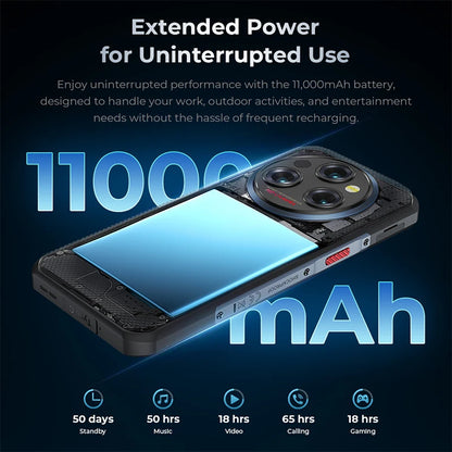 Rugged Phone 6Gb+256Gb 11000Mah Android Cell Phones