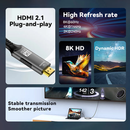 8k@60hz USB C to HDMI cable 4k@120hz Type C to HDMI