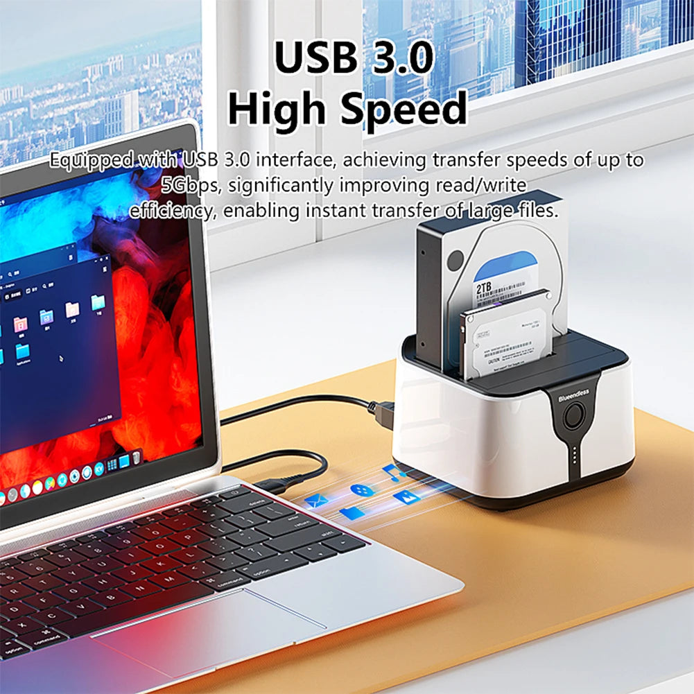 USB 3.0 To SATA Dual-Bay External Hard Drive Docking Station