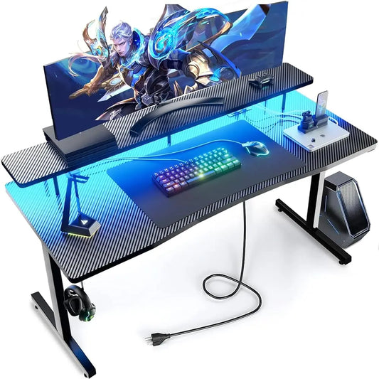 55 H Gaming Desk With Led Lights