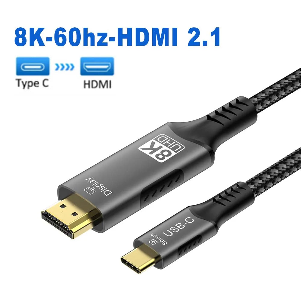 8k@60hz USB C to HDMI cable 4k@120hz Type C to HDMI