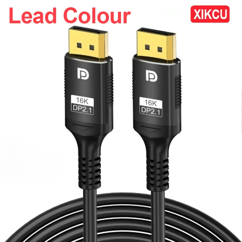 XIKCU 16K DP 2.1 8K@120Hz 4K@240Hz 80Gbps HDR Video Audio Displayport Cable Display Port for Laptop TV Projector Gaming Monitor