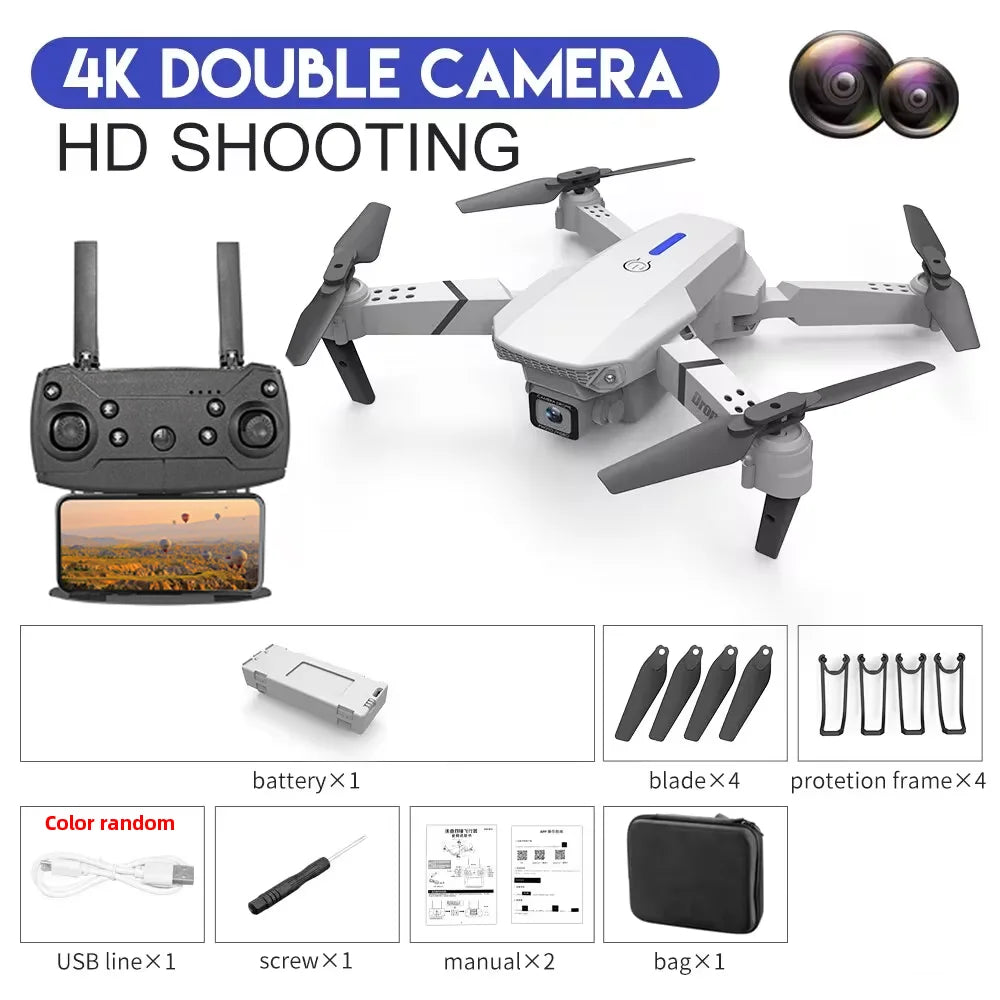 E88 Pro WIFI FPV Drone Wide Angle HD 4K 1080P Camera