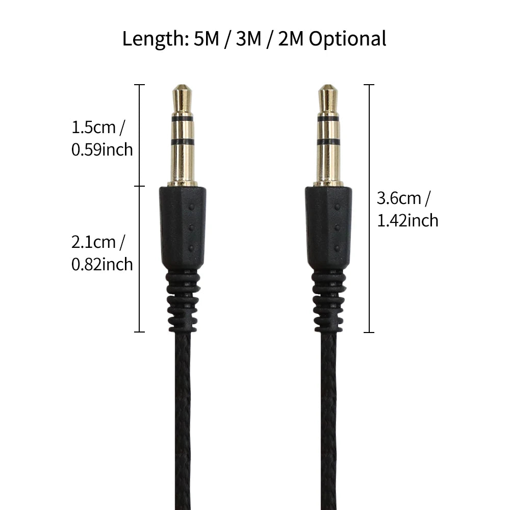 2m/3m/5m Aux Extension Cable Male to 3.5mm Jack Male