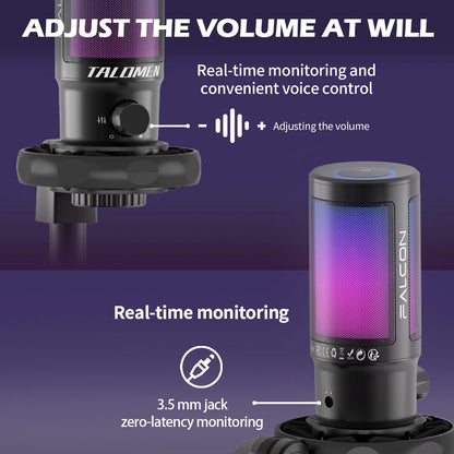 USB Microphone, Podcast Condenser Mic with Boom Arm
