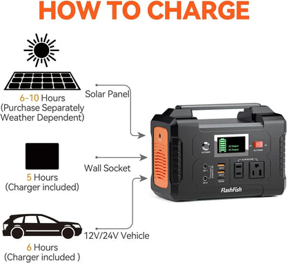 200W Portable Power Station, FlashFish 40800mAh Solar Generator