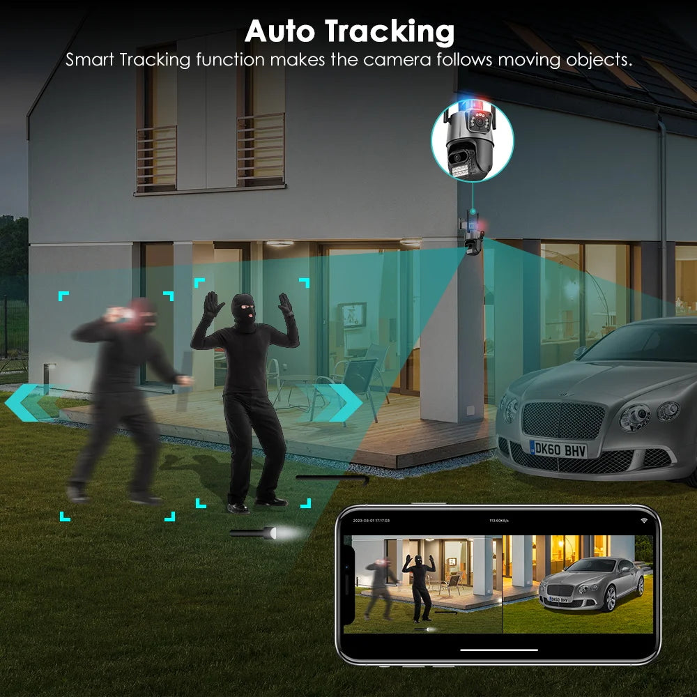 8MP PTZ WiFi Camera with Dual Screen Color Night Vision