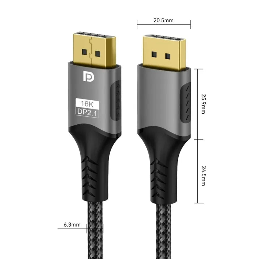 XIKCU 16K DP 2.1 8K@120Hz 4K@240Hz 80Gbps HDR Video Audio Displayport Cable Display Port for Laptop TV Projector Gaming Monitor