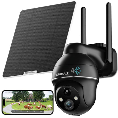 4G LTE Cellular Solar Security Camera Outdoor, No WiFi,Solar Powered