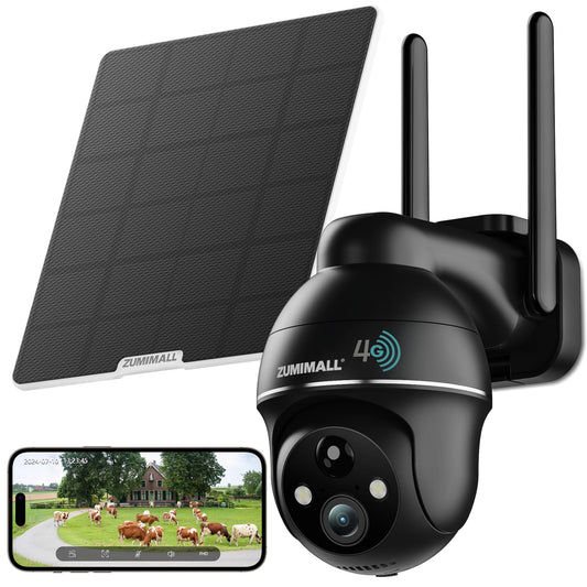 4G LTE Cellular Solar Security Camera Outdoor, No WiFi,Solar Powered