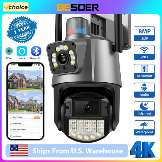 8MP PTZ WiFi Camera with Dual Screen Color Night Vision