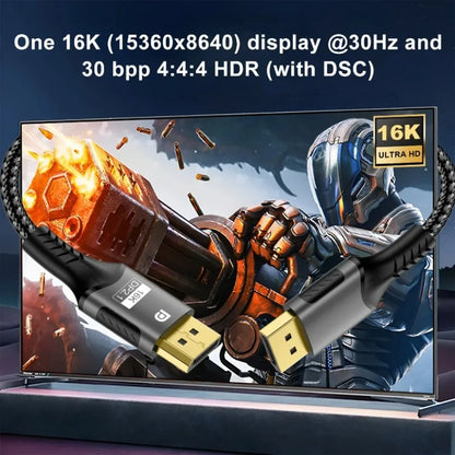 XIKCU 16K DP 2.1 8K@120Hz 4K@240Hz 80Gbps HDR Video Audio Displayport Cable Display Port for Laptop TV Projector Gaming Monitor