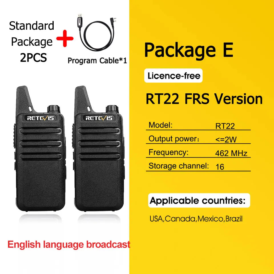 RETEVIS RT622 Walkie Talkie Mini 2 pcs PMR 446 Portable Two-way Radio