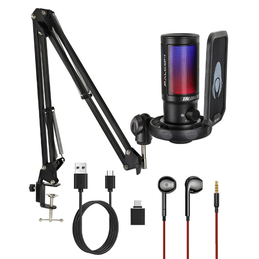 USB Microphone, Podcast Condenser Mic with Boom Arm