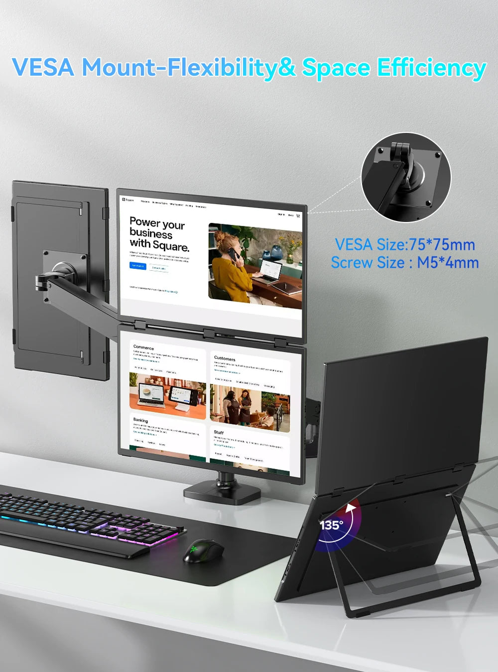 18" FHD 100Hz Portable Dual Monitor 100%