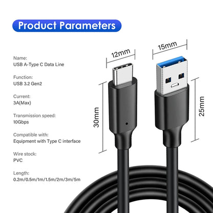 USB 3.2 10Gbps Type C Cable USB A to Type-C