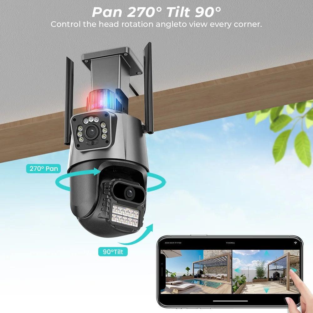 8MP PTZ WiFi Camera with Dual Screen Color Night Vision