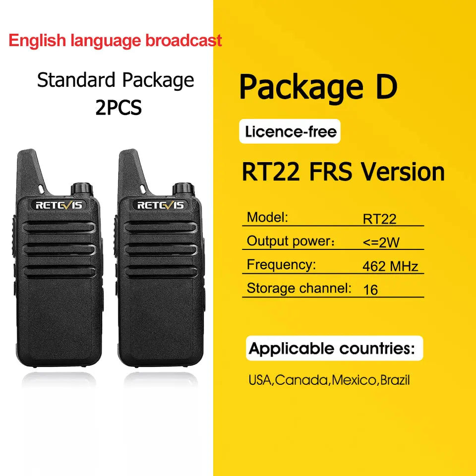 RETEVIS RT622 Walkie Talkie Mini 2 pcs PMR 446 Portable Two-way Radio