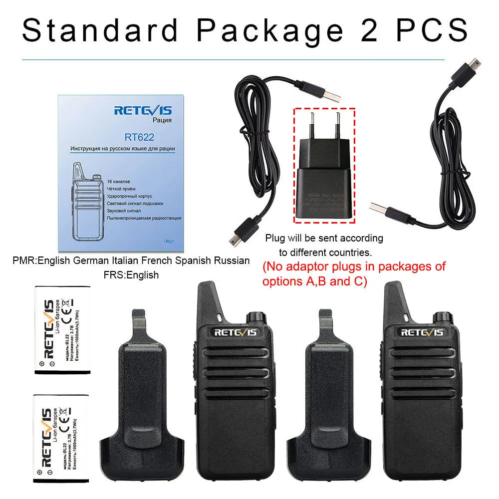 RETEVIS RT622 Walkie Talkie Mini 2 pcs PMR 446 Portable Two-way Radio