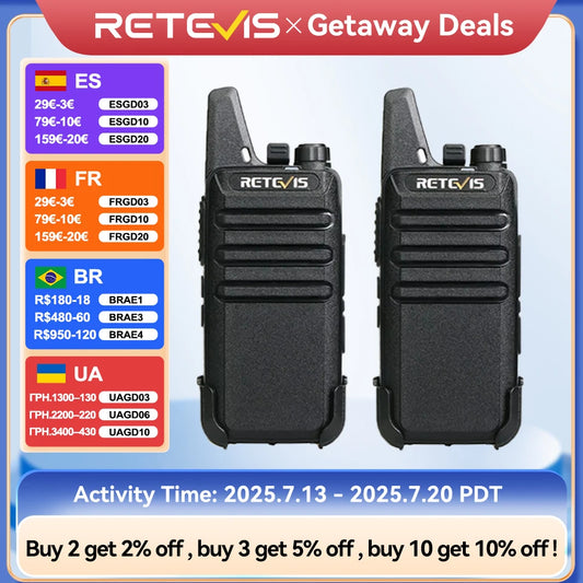 RETEVIS RT622 Walkie Talkie Mini 2 pcs PMR 446 Portable Two-way Radio